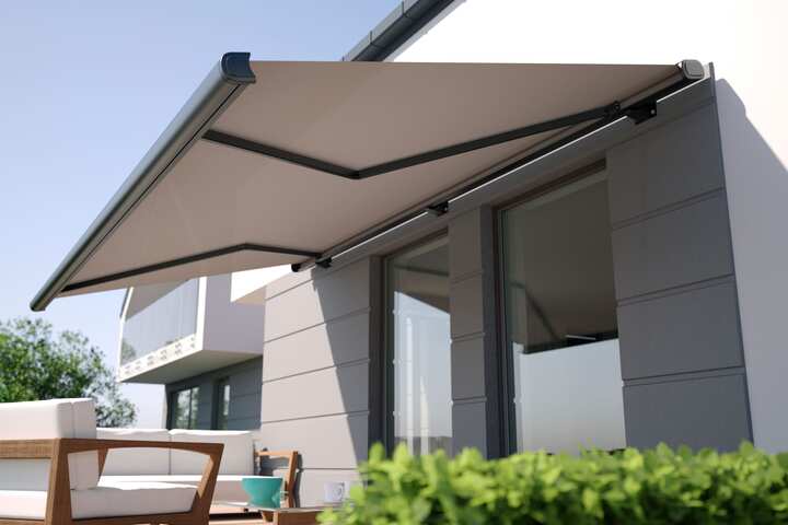 Beautiful residential awning enhances San Francisco, CA residence.